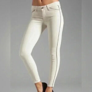 Paige  trendy melon black piping stylish 4 pocket beige stretch denim jean 26